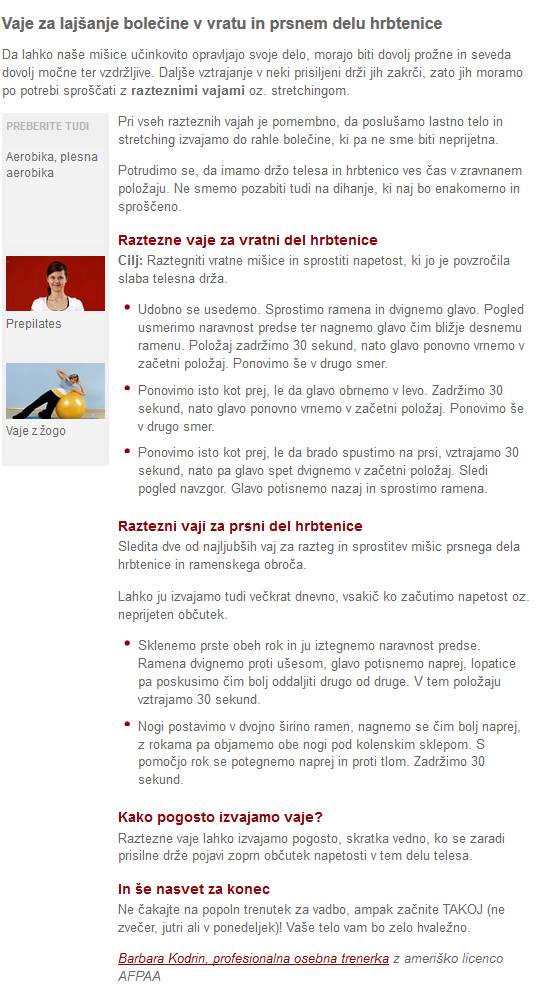 osebni trener vaje za lajsanje bolecine v vratu